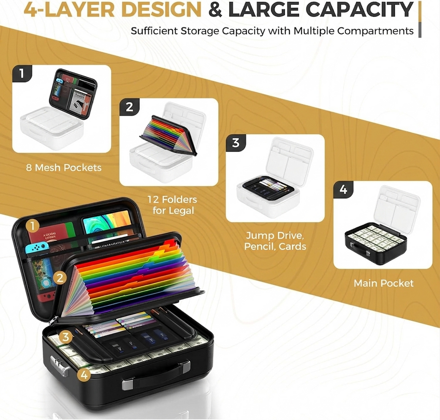 5200° F | Fireproof & Waterproof Hard-Shell Lock Box for Documents | F ...