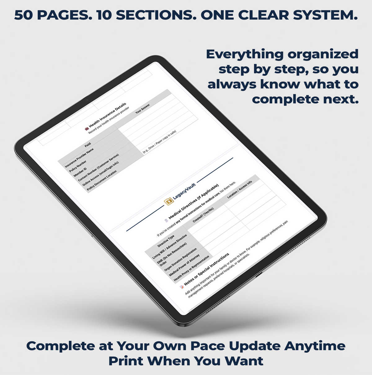 LegacyVault™ Complete End-of-Life Planning System | Estate & Personal Information Organizer | Emergency Family Binder
