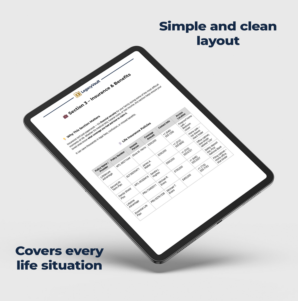 LegacyVault™ – Personal Information Organizer (Word File)