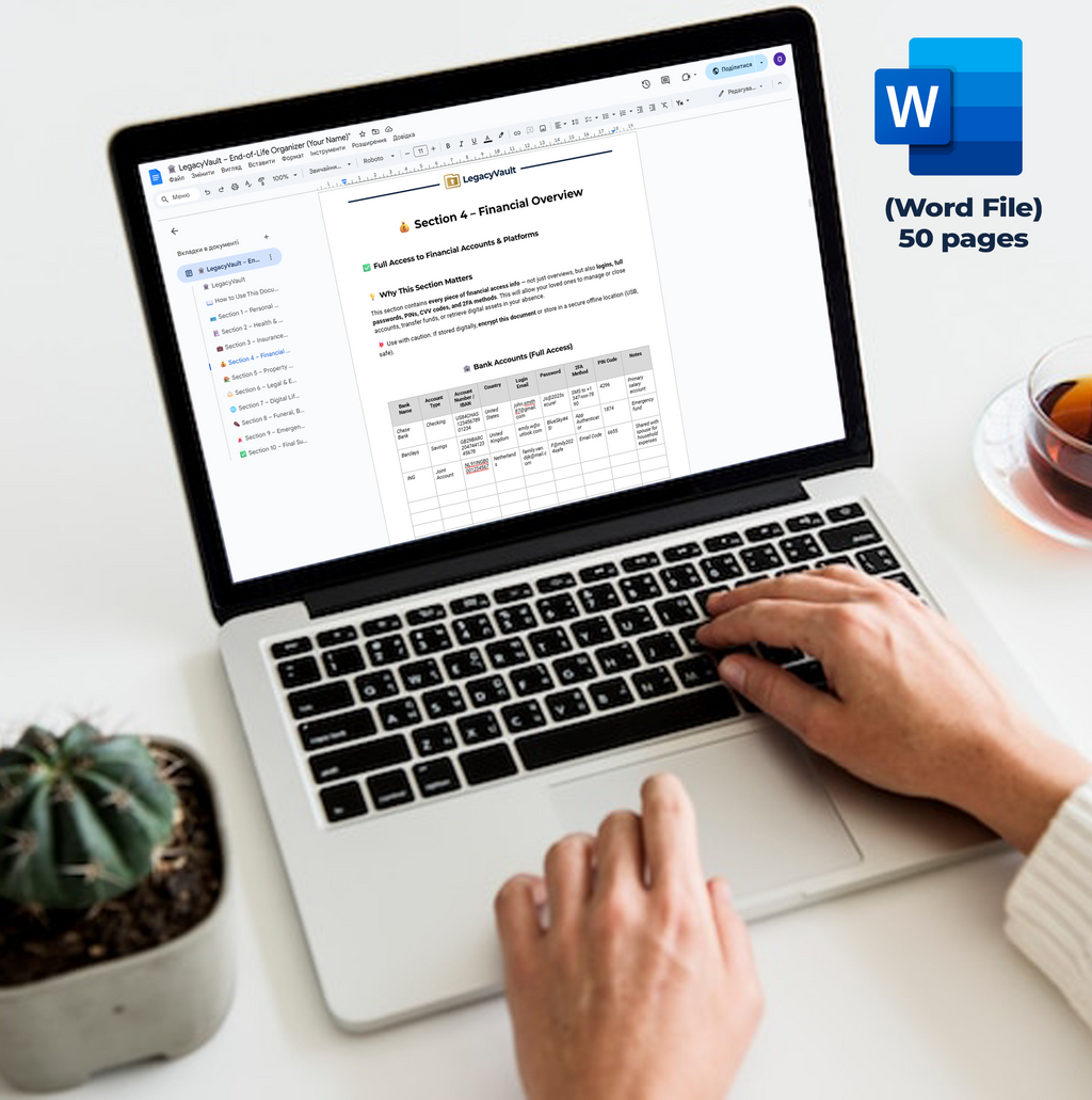 The Ultimate End of Life Planning Checklist (Word/PDF) | Estate & Life Document Organizer | Emergency Family Binder | LegacyVault