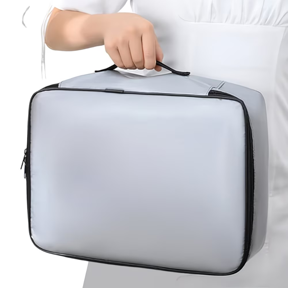 Portable Fire-Resistant & Water-Resistant Document Organizer Bag | Lightweight Family Travel Case With Combination Lock