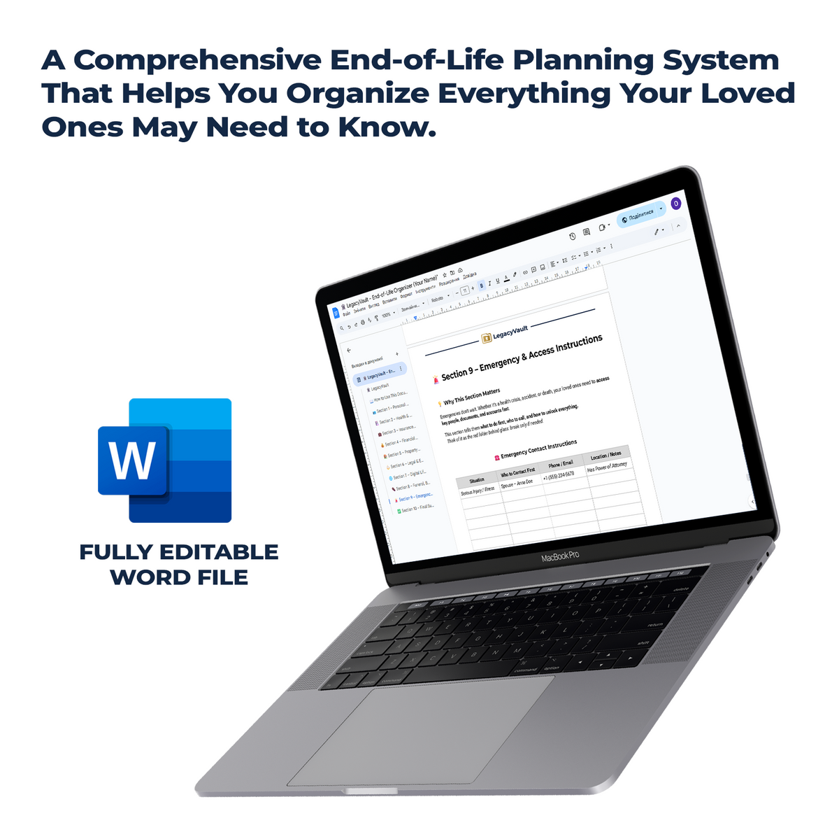 Ultimate End of Life Planning System (Word/PDF) | Estate & Life Document Organizer | Emergency Family Binder | LegacyVault™