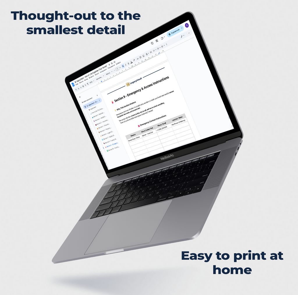 LegacyVault™ – Personal Information Organizer (Word File)