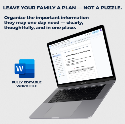LegacyVault™ Complete End-of-Life Planning System | Estate & Personal Information Organizer | Emergency Family Binder