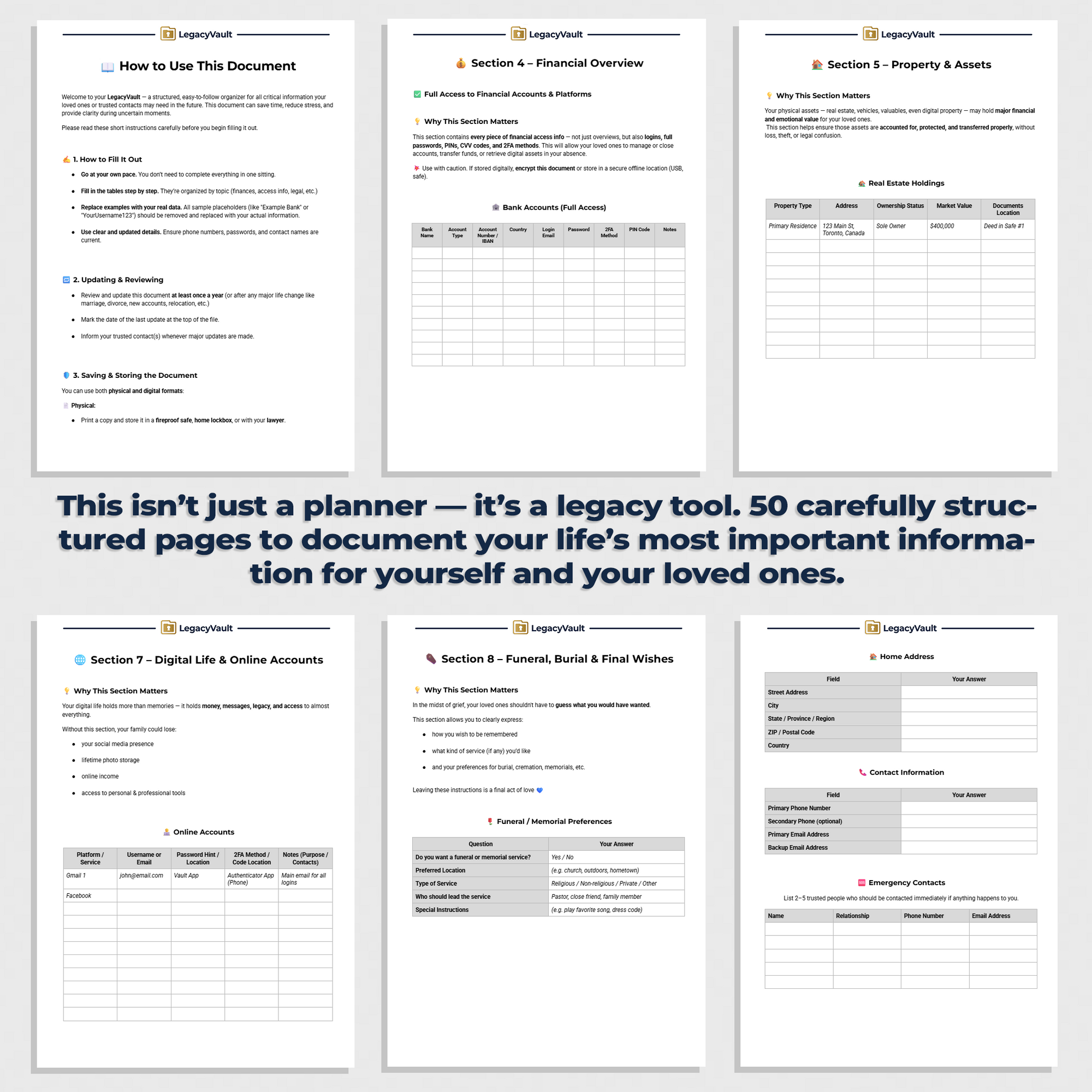 LegacyVault™ – Personal Information Organizer (Word File)