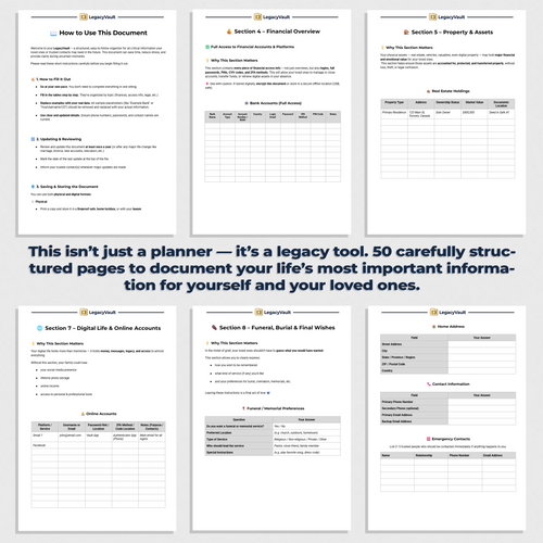 LegacyVault™ – Personal Information Organizer (Word File)