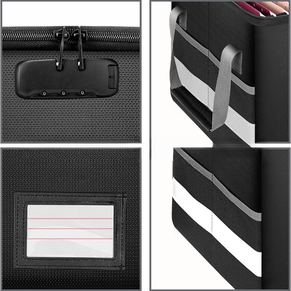 2000° F | Fireproof & Waterproof Document Storage Box with Combination Lock | Collapsible File Storage