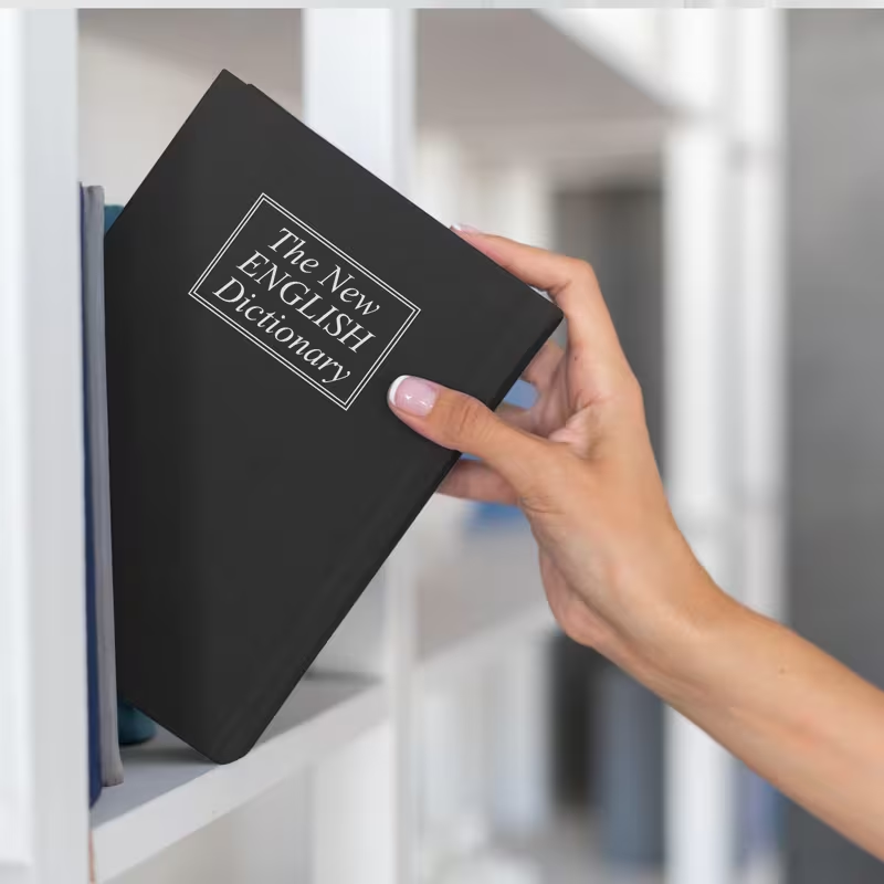 Dictionary Diversion Book Safe with Key Lock – Secret Hidden Storage Box for Cash & Jewelry | Realistic Fake Book Safe for Home & Office Security
