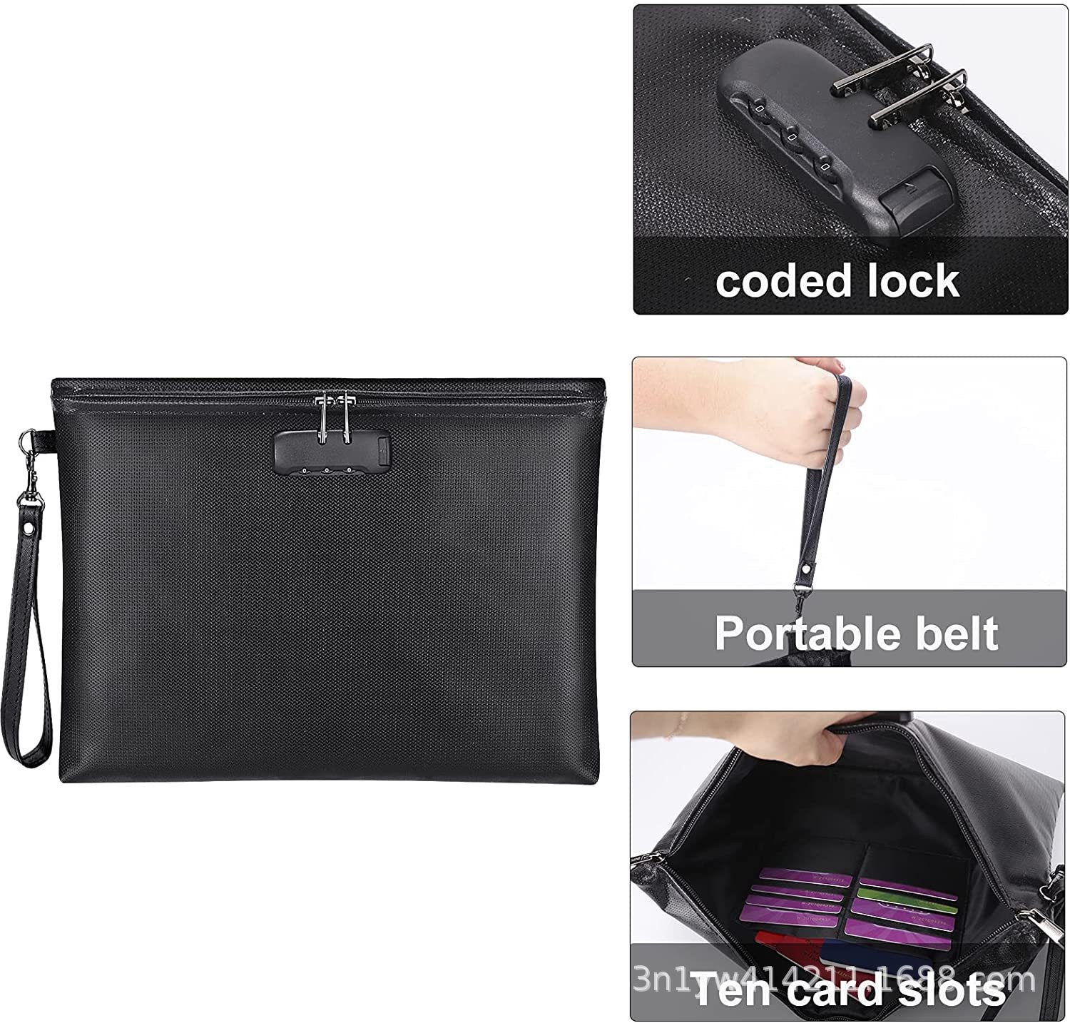Fireproof & Waterproof Bag for Documents with Lock