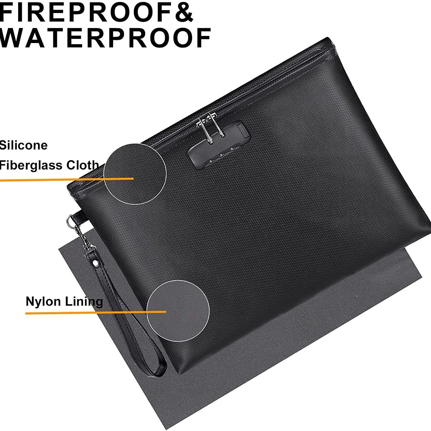 Fireproof & Waterproof Bag for Documents with Lock