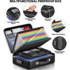 5200° F | Fireproof & Waterproof Hard-Shell Lock Box for Documents | Family Safe with Combination Lock | Fireproof Document Bag & Binder
