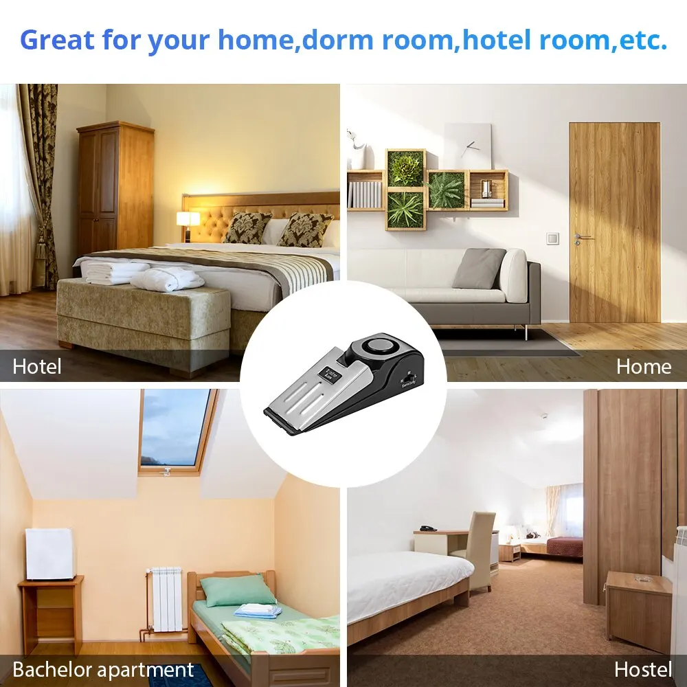 Door Stop Alarm 120dB | Portable Travel Security Wedge | Hotel & Airbnb Safety Device | Unauthorized Entry Jammer