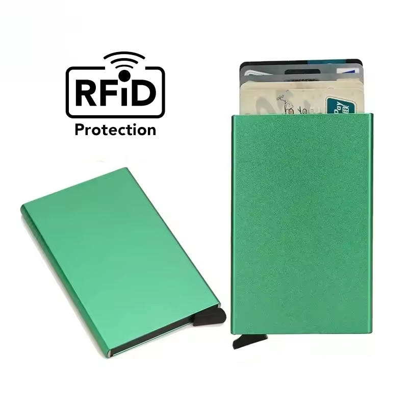 Minimalist RFID Blocking Pop-Up Wallet | Slim Aluminum Card Holder (6 Cards) | Quick Access Metal Credit Card Case | Anti-Theft EDC Wallet