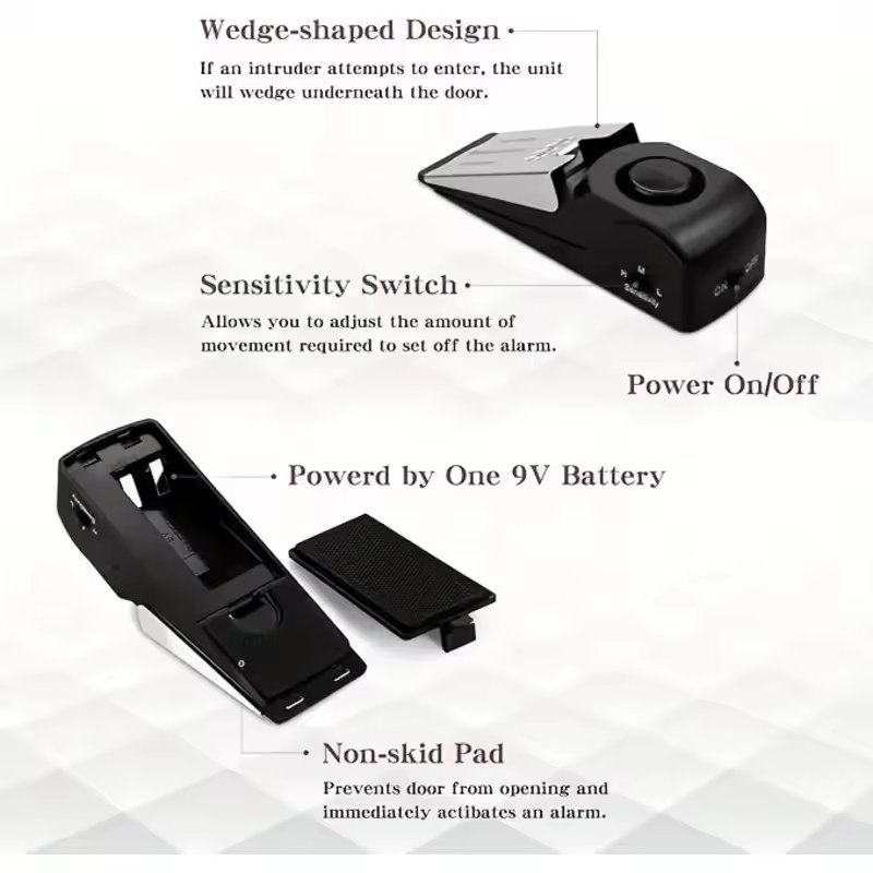 Door Stop Alarm 120dB | Portable Travel Security Wedge | Hotel & Airbnb Safety Device | Unauthorized Entry Jammer