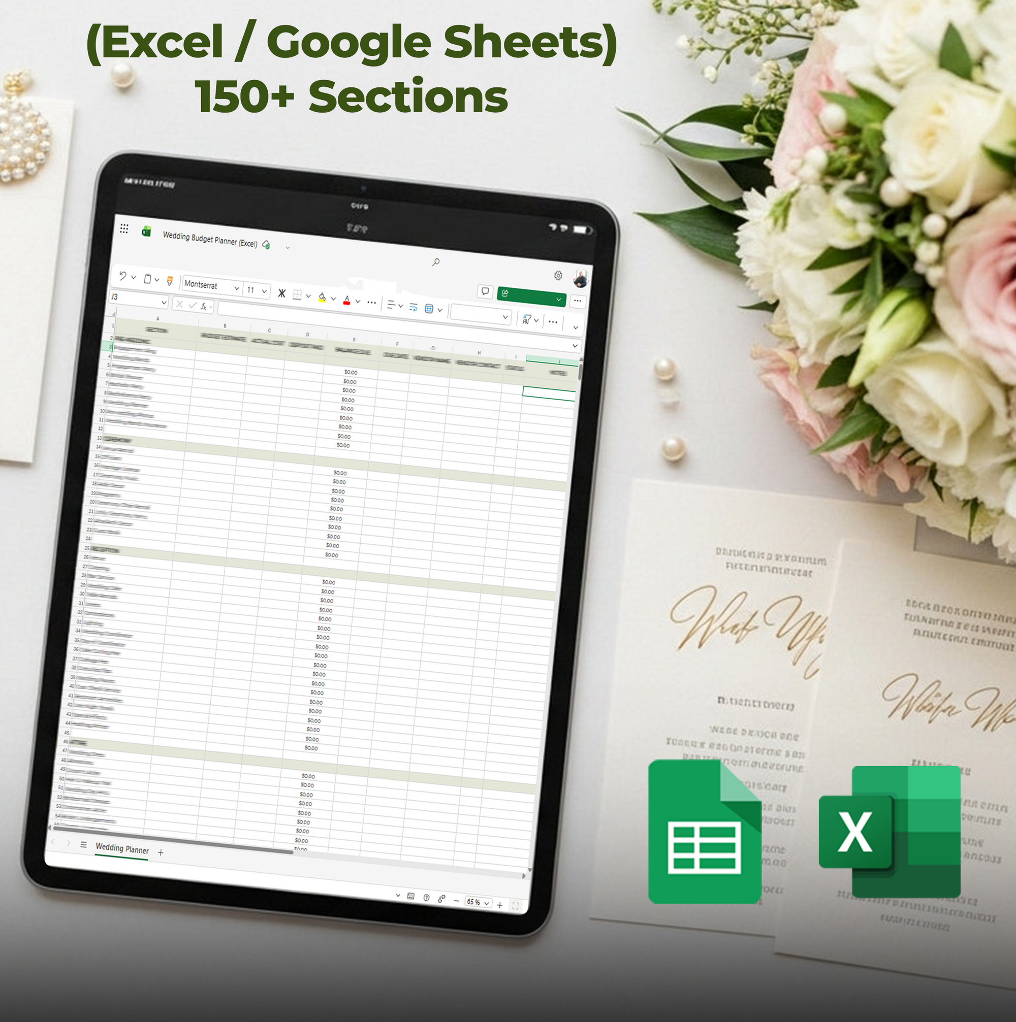 Best Wedding Budget Planner Spreadsheet | Excel | Wedding Expense Tracker | Simple Bride Budget Spreadsheet | Wedding Planning Template