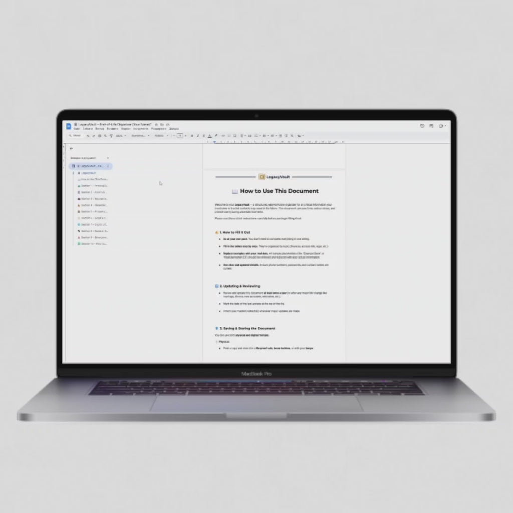 LegacyVault™ – Personal Information Organizer (Word File)