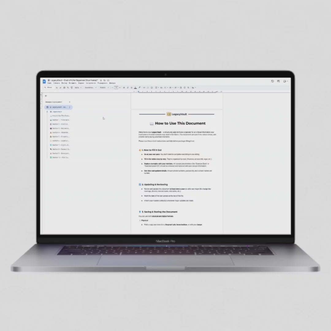 LegacyVault™ – Personal Information Organizer (Word File)