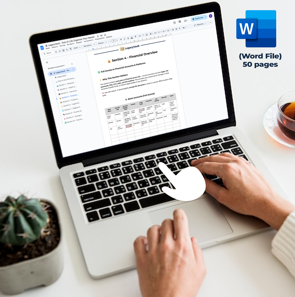 LegacyVault – All-in-One Digital Information Organizer for Families | Secure Life Planning, Emergency File & Personal Data Storage Template